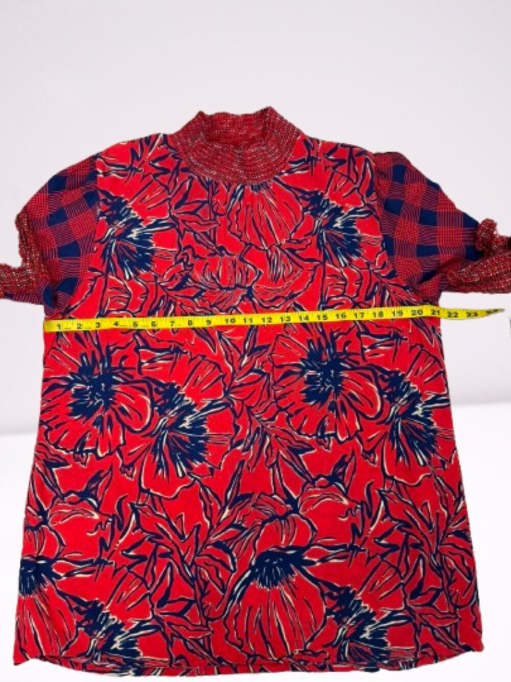Anthropologie Bl^nk London 100% Viscose Mixed-Print Mock Neck Top Blouse Size XL - Picture 7 of 9
